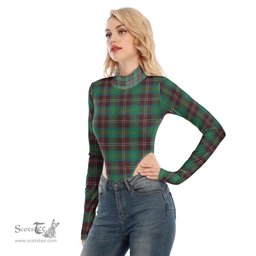 Scottish Chisholm Hunting Ancient Clan Tartan Womens Turtleneck High Cut Bodysuit Stretchy Jumpsuit