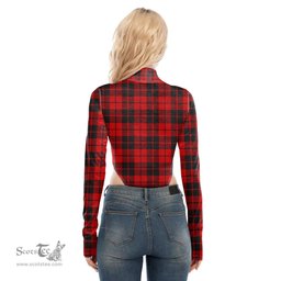 Scottish Ettrick District Clan Tartan Womens Turtleneck High Cut Bodysuit Stretchy Jumpsuit