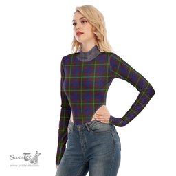 Scottish Durie Clan Tartan Womens Turtleneck High Cut Bodysuit Stretchy Jumpsuit
