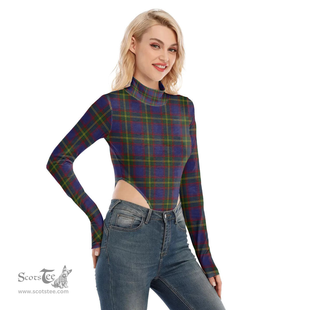 Scottish Durie Clan Tartan Womens Turtleneck High Cut Bodysuit Stretchy Jumpsuit