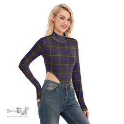 Scottish Durie Clan Tartan Womens Turtleneck High Cut Bodysuit Stretchy Jumpsuit