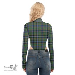 Scottish Cochrane Ancient Clan Tartan Womens Turtleneck High Cut Bodysuit Stretchy Jumpsuit