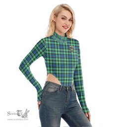 Scottish Graham of Montrose Ancient Clan Crest Tartan Womens Turtleneck High Cut Bodysuit Stretchy Jumpsuit