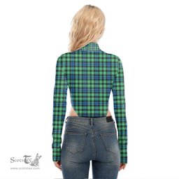 Scottish Graham of Montrose Ancient Clan Crest Tartan Womens Turtleneck High Cut Bodysuit Stretchy Jumpsuit