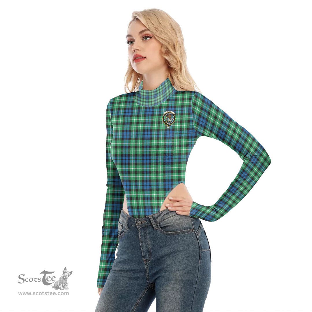 Scottish Graham of Montrose Ancient Clan Crest Tartan Womens Turtleneck High Cut Bodysuit Stretchy Jumpsuit