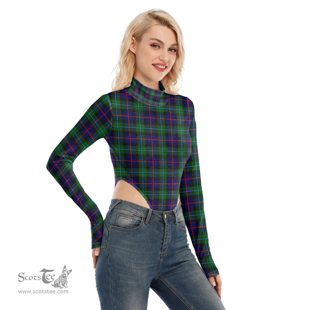 Scottish Campbell of Cawdor Modern Clan Tartan Womens Turtleneck High Cut Bodysuit Stretchy Jumpsuit