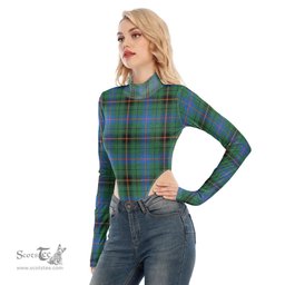 Scottish Davidson Ancient Clan Tartan Womens Turtleneck High Cut Bodysuit Stretchy Jumpsuit