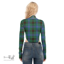 Scottish Davidson Ancient Clan Tartan Womens Turtleneck High Cut Bodysuit Stretchy Jumpsuit