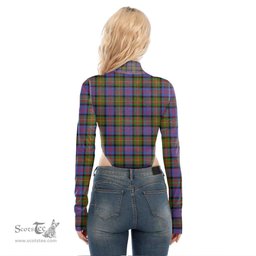 Scottish Carnegie Ancient Clan Crest Tartan Womens Turtleneck High Cut Bodysuit Stretchy Jumpsuit