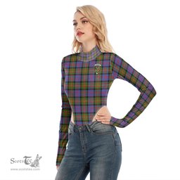 Scottish Carnegie Ancient Clan Crest Tartan Womens Turtleneck High Cut Bodysuit Stretchy Jumpsuit