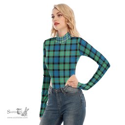 Scottish Gunn Ancient Clan Tartan Womens Turtleneck High Cut Bodysuit Stretchy Jumpsuit