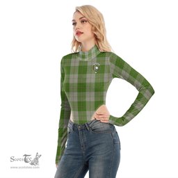 Scottish Cunningham Dress Green Dancers Clan Crest Tartan Womens Turtleneck High Cut Bodysuit Stretchy Jumpsuit