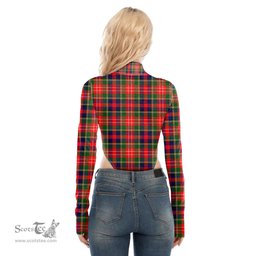Scottish Christie Clan Tartan Womens Turtleneck High Cut Bodysuit Stretchy Jumpsuit