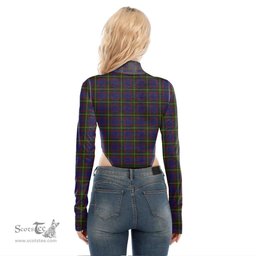 Scottish Durie Clan Crest Tartan Womens Turtleneck High Cut Bodysuit Stretchy Jumpsuit