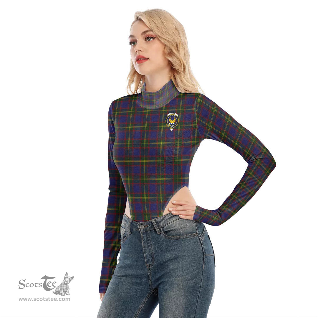 Scottish Durie Clan Crest Tartan Womens Turtleneck High Cut Bodysuit Stretchy Jumpsuit