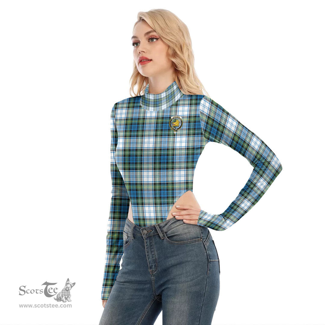 Scottish Campbell Dress Ancient Clan Crest Tartan Womens Turtleneck High Cut Bodysuit Stretchy Jumpsuit