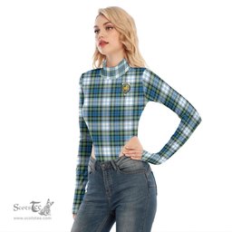Scottish Campbell Dress Ancient Clan Crest Tartan Womens Turtleneck High Cut Bodysuit Stretchy Jumpsuit