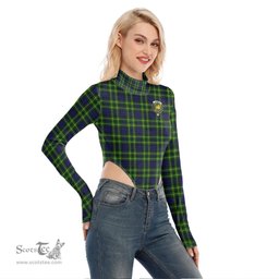 Scottish Campbell of Breadalbane Modern Clan Crest Tartan Womens Turtleneck High Cut Bodysuit Stretchy Jumpsuit