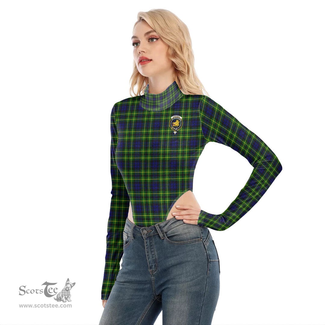 Scottish Campbell of Breadalbane Modern Clan Crest Tartan Womens Turtleneck High Cut Bodysuit Stretchy Jumpsuit