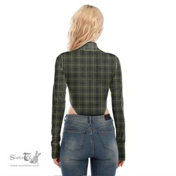 Scottish Davidson Tulloch Dress Clan Crest Tartan Womens Turtleneck High Cut Bodysuit Stretchy Jumpsuit