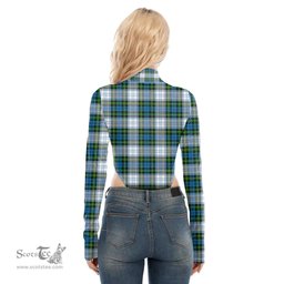 Scottish Campbell Dress Clan Tartan Womens Turtleneck High Cut Bodysuit Stretchy Jumpsuit