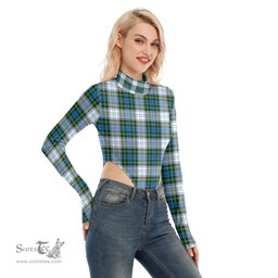 Scottish Campbell Dress Clan Tartan Womens Turtleneck High Cut Bodysuit Stretchy Jumpsuit