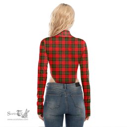 Scottish Dunbar Modern Clan Crest Tartan Womens Turtleneck High Cut Bodysuit Stretchy Jumpsuit