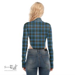 Scottish Cockburn Modern Clan Crest Tartan Womens Turtleneck High Cut Bodysuit Stretchy Jumpsuit