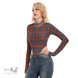 Scottish Fraser Ancient Clan Tartan Womens Turtleneck High Cut Bodysuit Stretchy Jumpsuit
