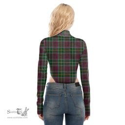 Scottish Crosbie Clan Tartan Womens Turtleneck High Cut Bodysuit Stretchy Jumpsuit