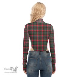 Scottish Cumming Hunting Modern Clan Tartan Womens Turtleneck High Cut Bodysuit Stretchy Jumpsuit