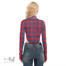 Scottish Galloway Red Clan Crest Tartan Womens Turtleneck High Cut Bodysuit Stretchy Jumpsuit