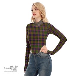 Scottish Cochrane Modern Clan Tartan Womens Turtleneck High Cut Bodysuit Stretchy Jumpsuit