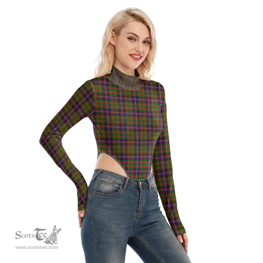 Scottish Cochrane Modern Clan Tartan Womens Turtleneck High Cut Bodysuit Stretchy Jumpsuit