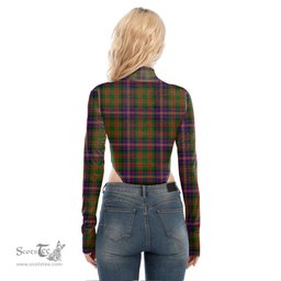 Scottish Cochrane Modern Clan Crest Tartan Womens Turtleneck High Cut Bodysuit Stretchy Jumpsuit