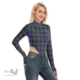 Scottish Fletcher Modern Clan Tartan Womens Turtleneck High Cut Bodysuit Stretchy Jumpsuit