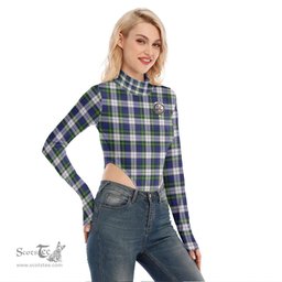 Scottish Gordon Dress Modern Clan Crest Tartan Womens Turtleneck High Cut Bodysuit Stretchy Jumpsuit