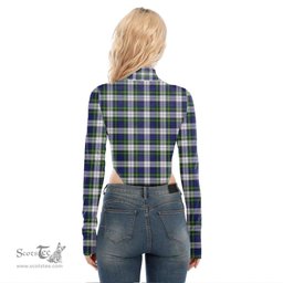 Scottish Gordon Dress Modern Clan Crest Tartan Womens Turtleneck High Cut Bodysuit Stretchy Jumpsuit