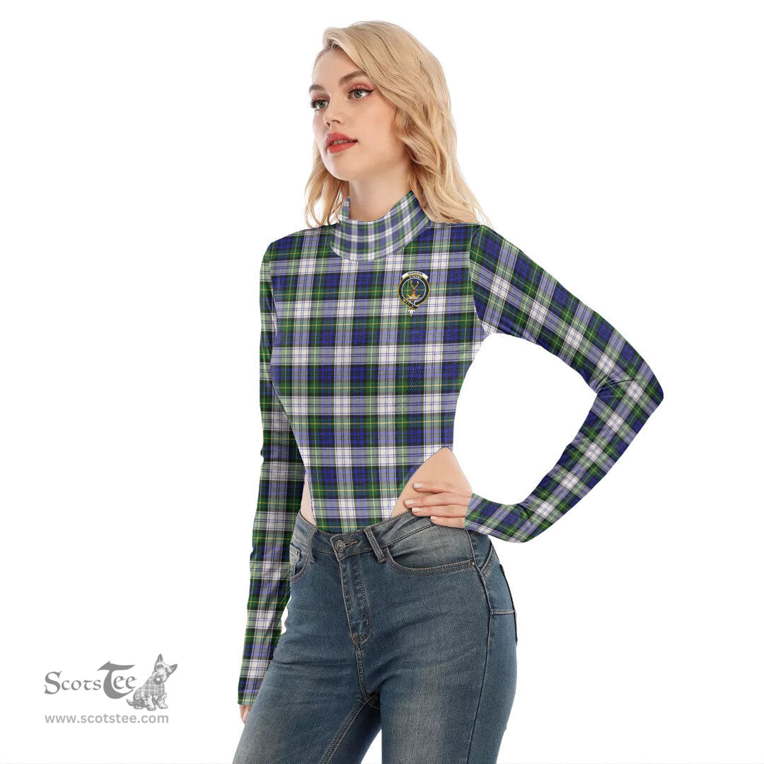 Scottish Gordon Dress Modern Clan Crest Tartan Womens Turtleneck High Cut Bodysuit Stretchy Jumpsuit