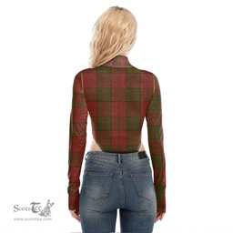 Scottish Drummond Clan Clan Crest Tartan Womens Turtleneck High Cut Bodysuit Stretchy Jumpsuit