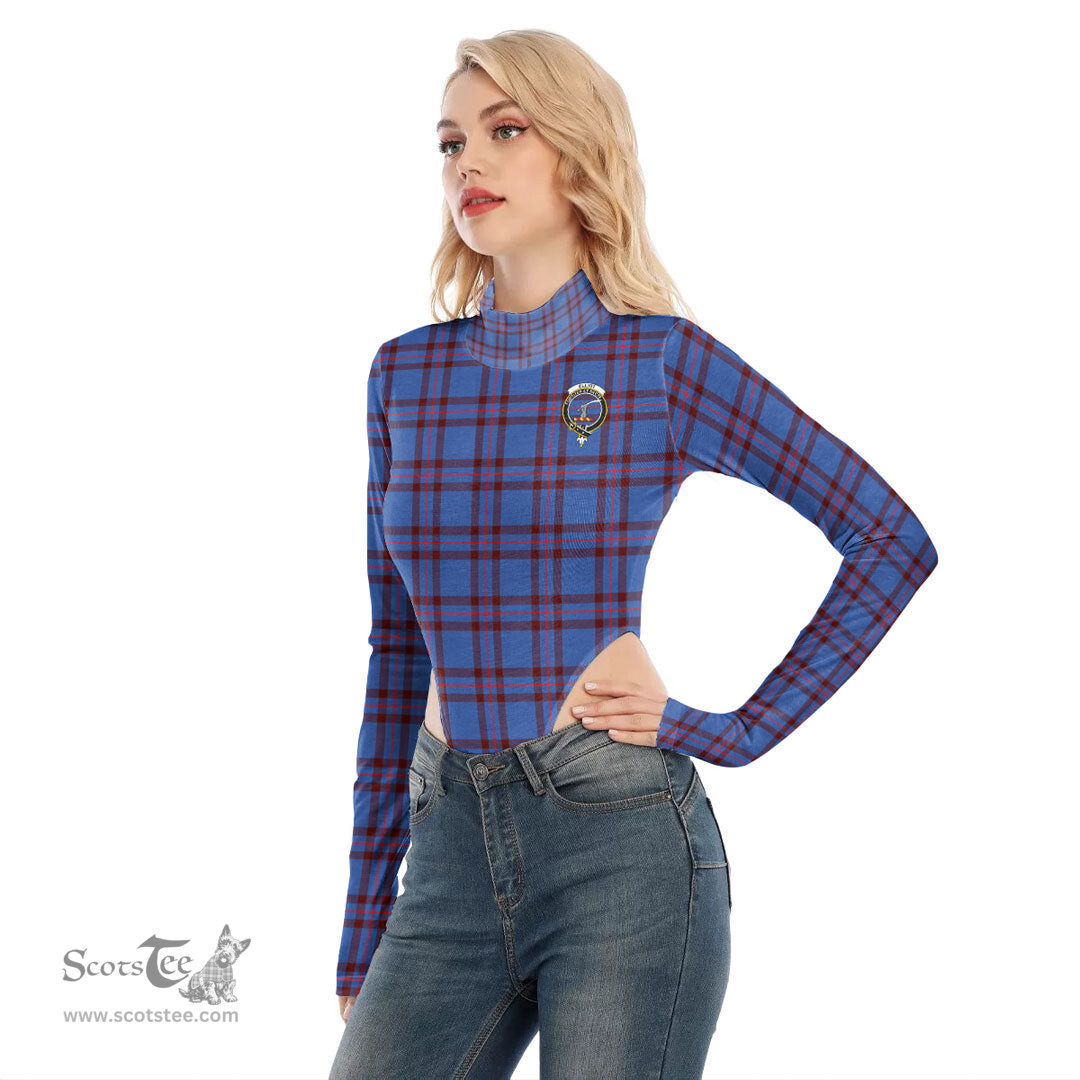 Scottish Elliot Modern Clan Crest Tartan Womens Turtleneck High Cut Bodysuit Stretchy Jumpsuit