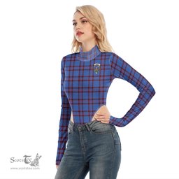 Scottish Elliot Modern Clan Crest Tartan Womens Turtleneck High Cut Bodysuit Stretchy Jumpsuit