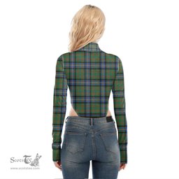 Scottish Cochrane Ancient Clan Crest Tartan Womens Turtleneck High Cut Bodysuit Stretchy Jumpsuit