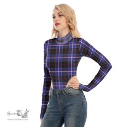 Scottish Dunlop Modern Clan Tartan Womens Turtleneck High Cut Bodysuit Stretchy Jumpsuit
