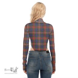 Scottish Fraser Hunting Modern Clan Crest Tartan Womens Turtleneck High Cut Bodysuit Stretchy Jumpsuit