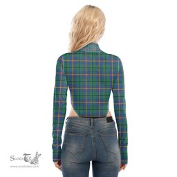 Scottish Carmichael Ancient Clan Tartan Womens Turtleneck High Cut Bodysuit Stretchy Jumpsuit