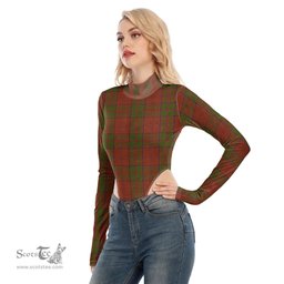 Scottish Drummond Clan Clan Tartan Womens Turtleneck High Cut Bodysuit Stretchy Jumpsuit