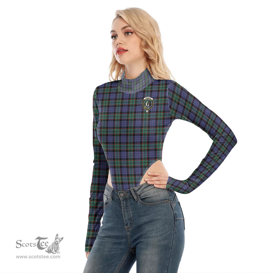 Scottish Fletcher Modern Clan Crest Tartan Womens Turtleneck High Cut Bodysuit Stretchy Jumpsuit