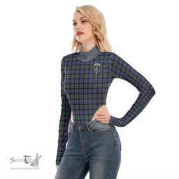 Scottish Fletcher Modern Clan Crest Tartan Womens Turtleneck High Cut Bodysuit Stretchy Jumpsuit