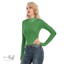 Scottish Currie Clan Tartan Womens Turtleneck High Cut Bodysuit Stretchy Jumpsuit